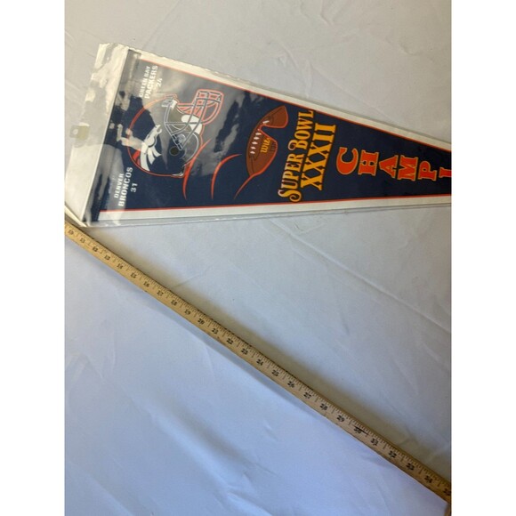 Vintage SUPER BOWL 32 XXXII DENVER BRONCOS vs. GREEN BAY PACKERS PENNANT - Picture 3 of 4